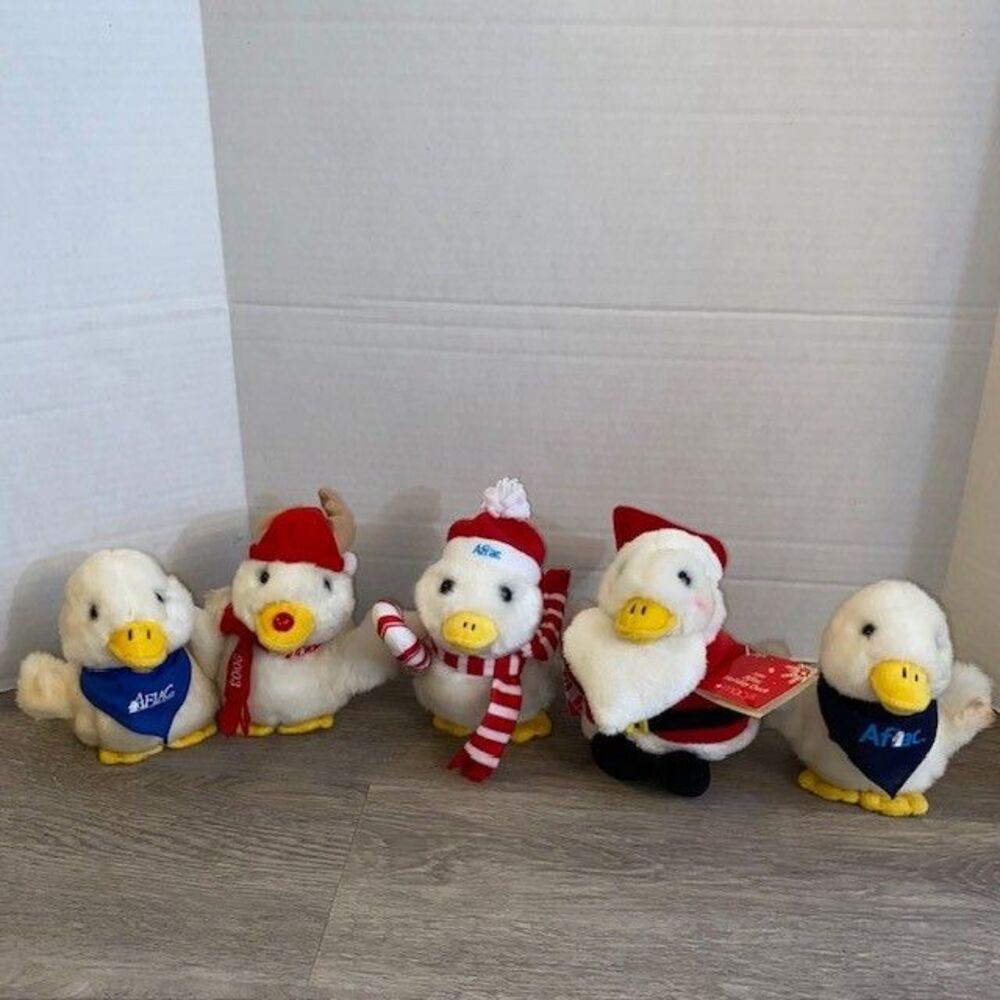 Lot of 5 Aflac Ducks Not Working Original Reindeer Candy Cane Santa